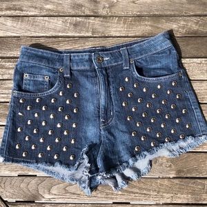 Carmar high waist jean shorts with silver studs